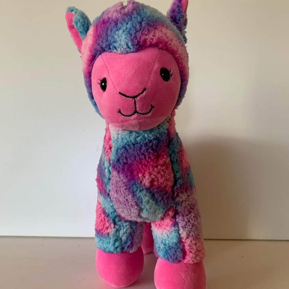 Build-A - Bear Llama Pink, Purple and Blue  Wooly Fleece Fur 14” Cute and Cuddly
